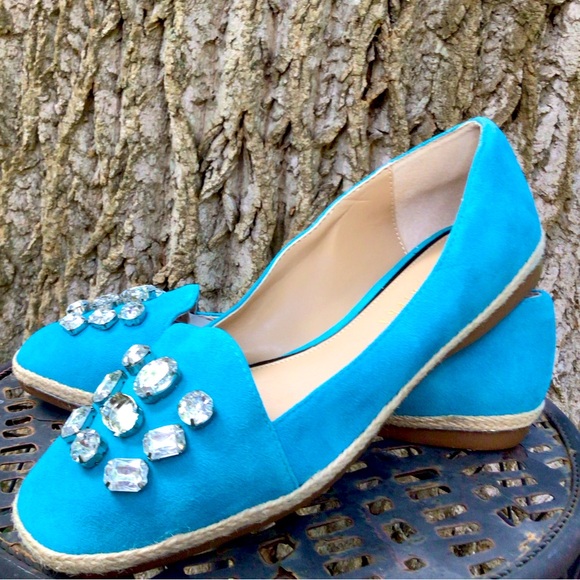 JUDITH RIPKA Olivia*(7M) WOMEN’S Leather Suede Espadrilles Jeweled in Turquoise. - Picture 1 of 8